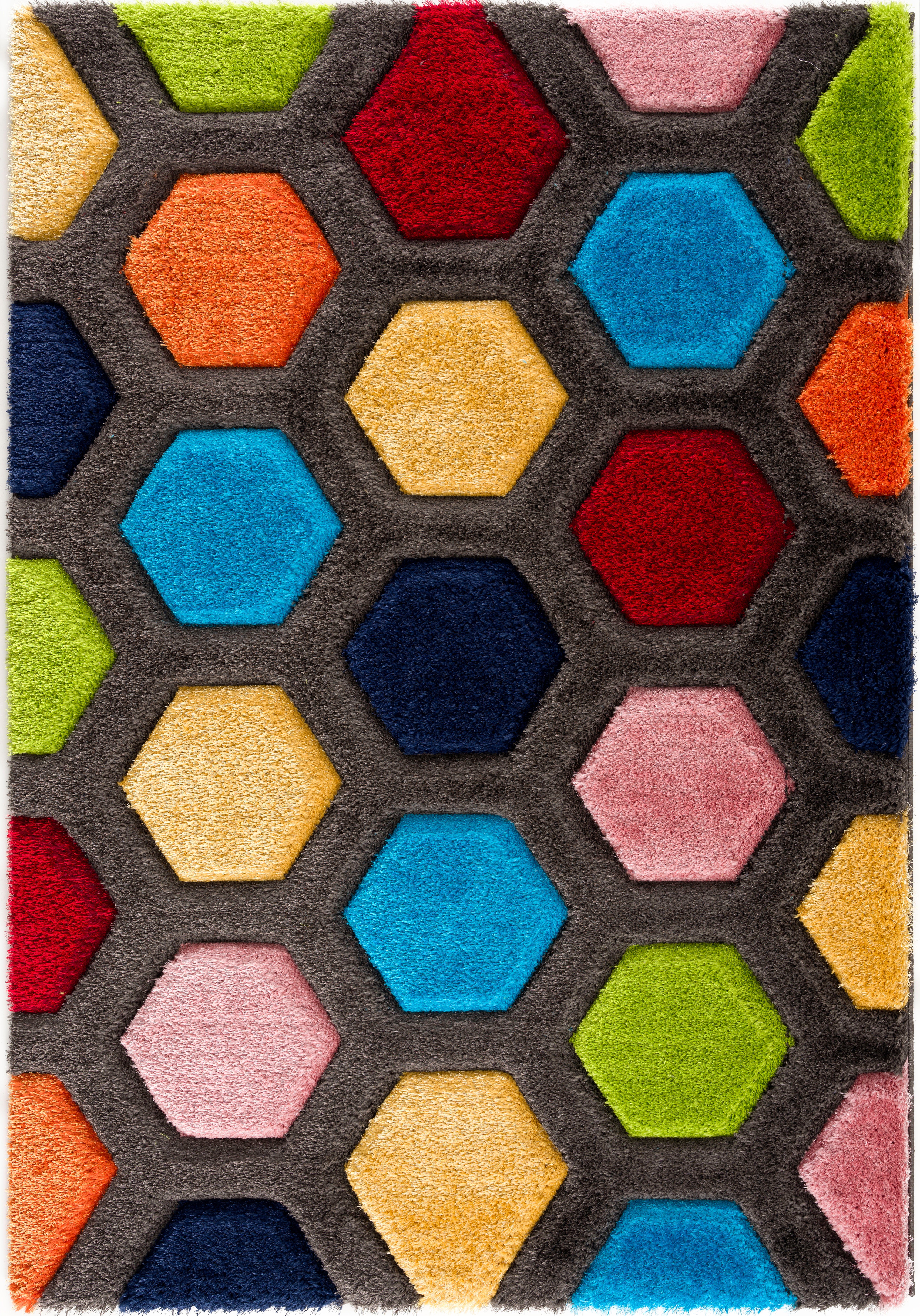 Hochflor-Teppich Bras, my home, rechteckig, Höhe: 43 mm, modernes 3D-Design, bunter Teppich