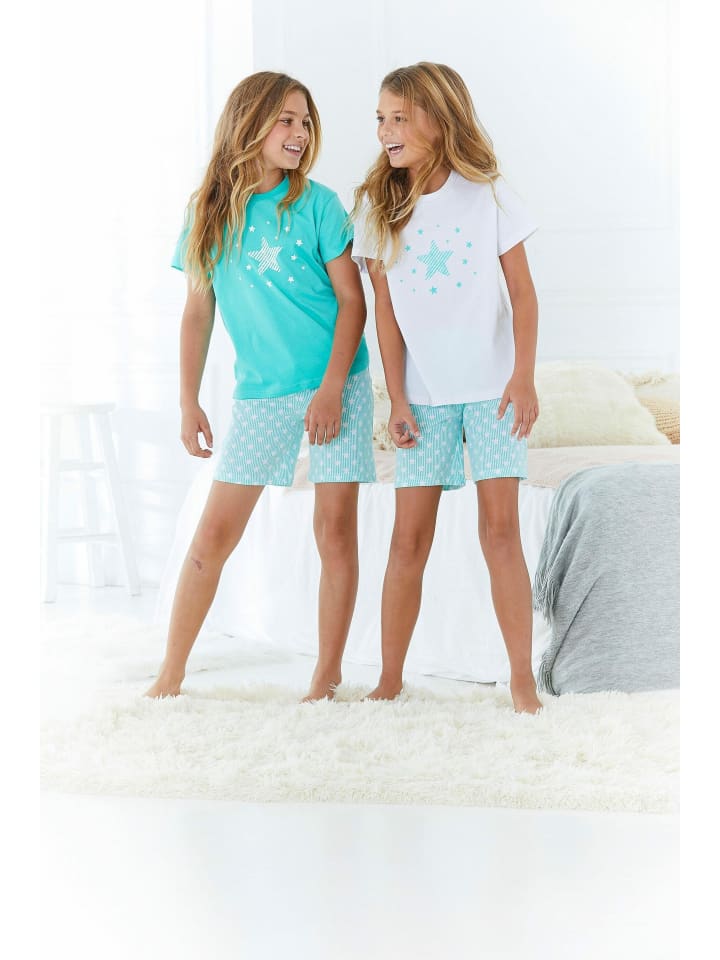 Petite Fleur Kids Pyjama in mint, weiß günstig kaufen