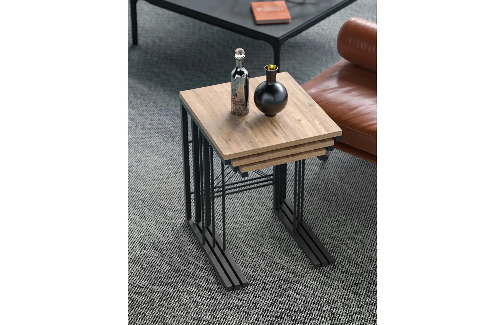 Zeta Interior Couchtisch 3-teiliger Zigon Couchtisch, Kaffeetisch, Wohnzimmertisch, Couchtisch (3er Set)