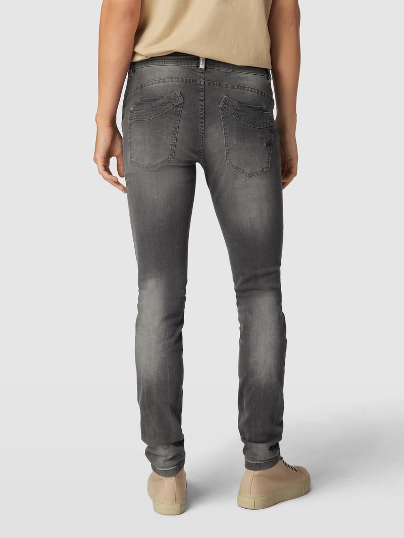 Slim Fit Jeans im Destroyed-Look Modell 'MALIBU' in dunkelgrau