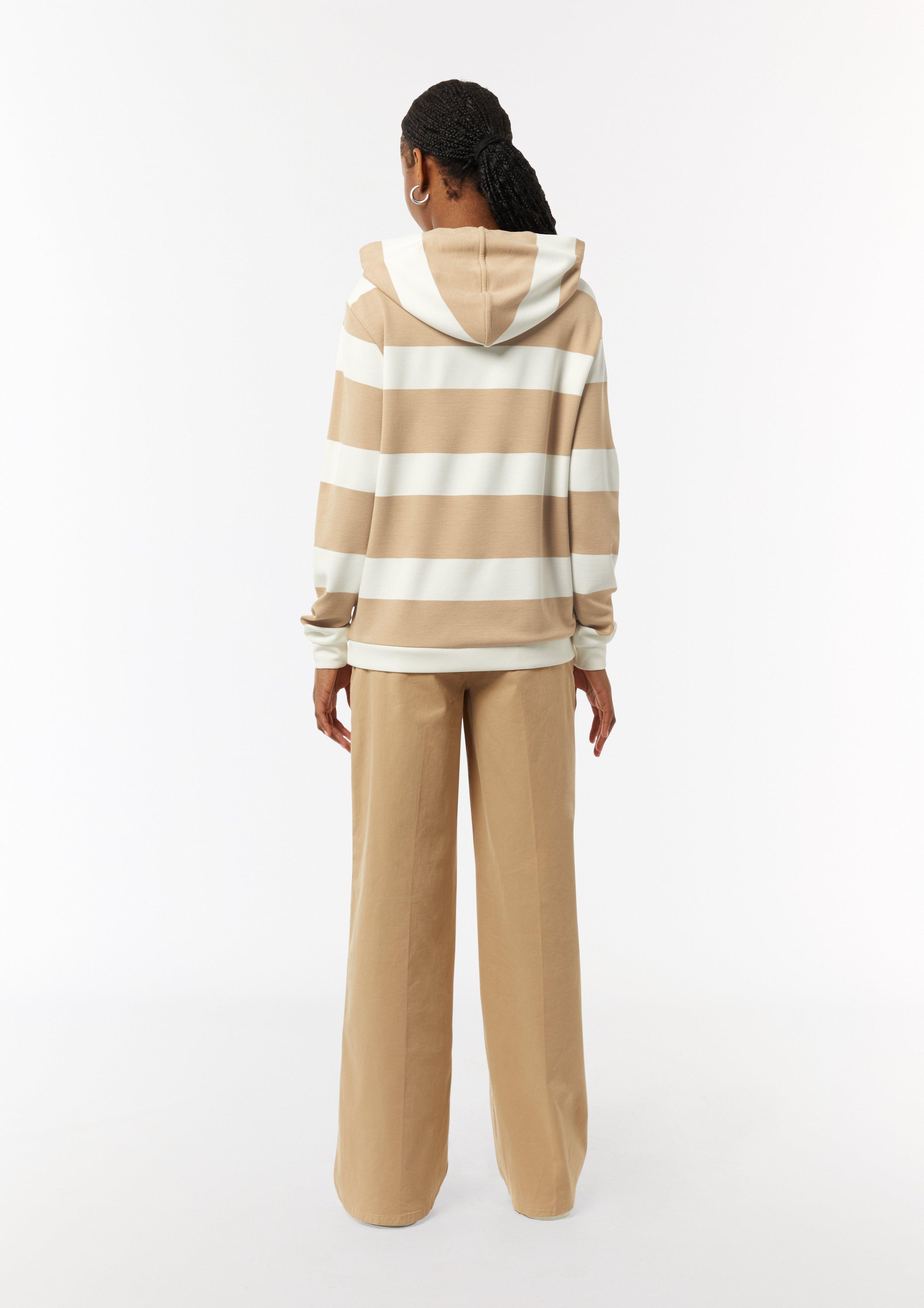 Sweatshirt mit Kapuze und Blockstreifen - sandstein