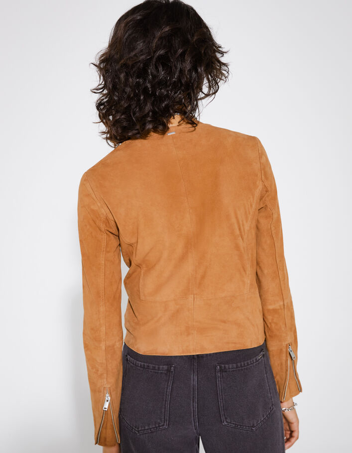 Blouson en cuir cognac femme