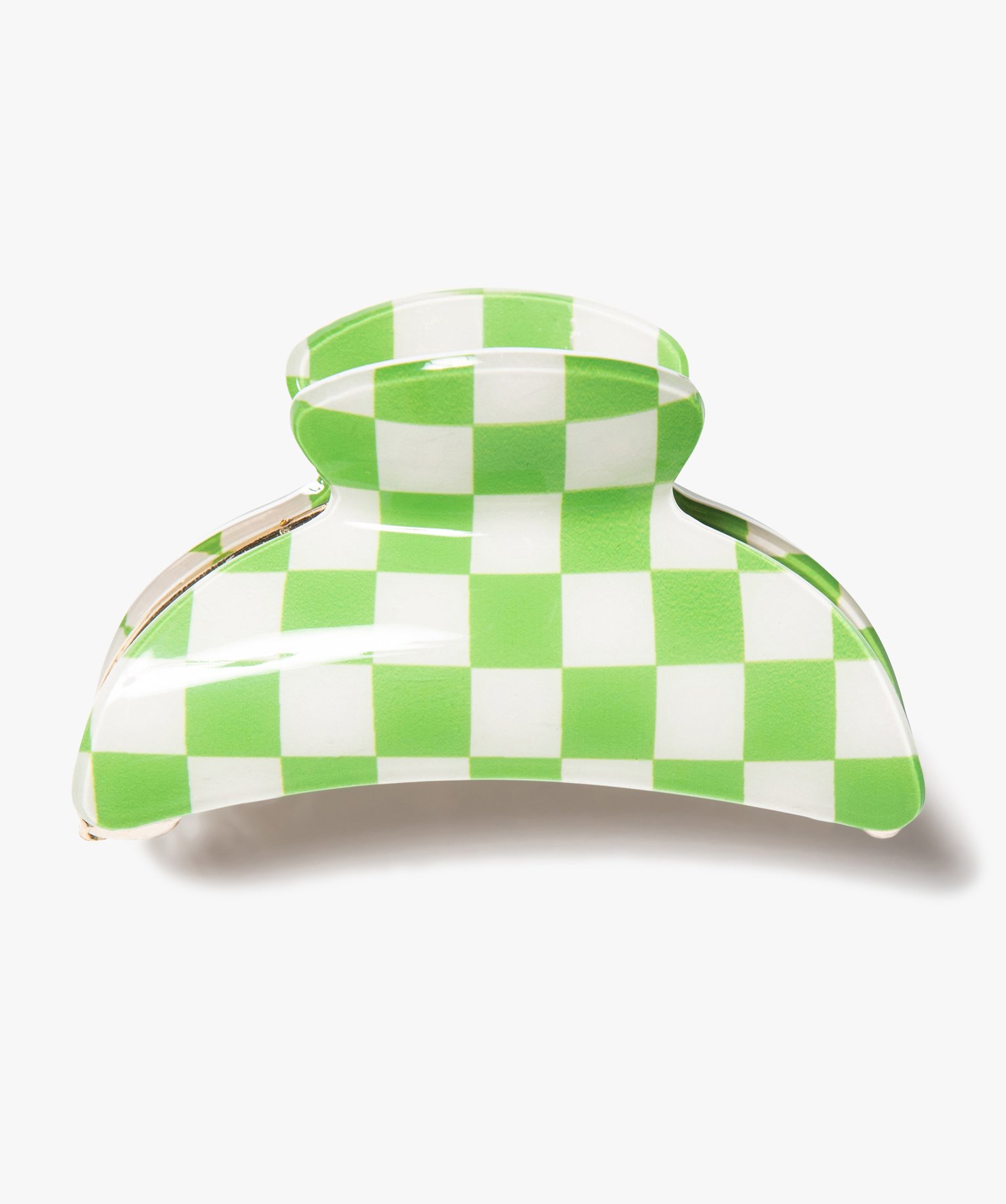 Pince crabe pour les cheveux à motif damier femme vert | GEMO