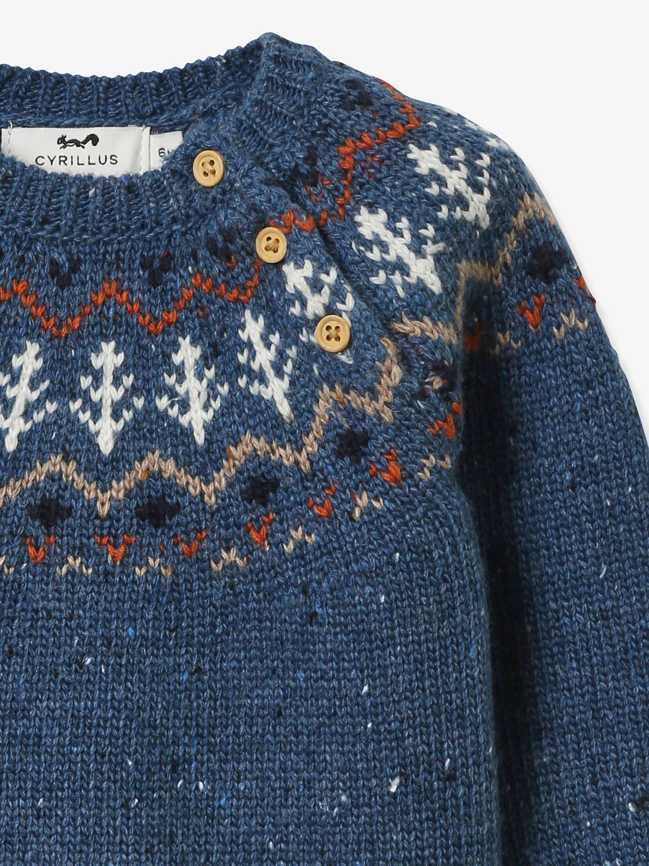 Pull jacquard bébé CYRILLUS bleu roi