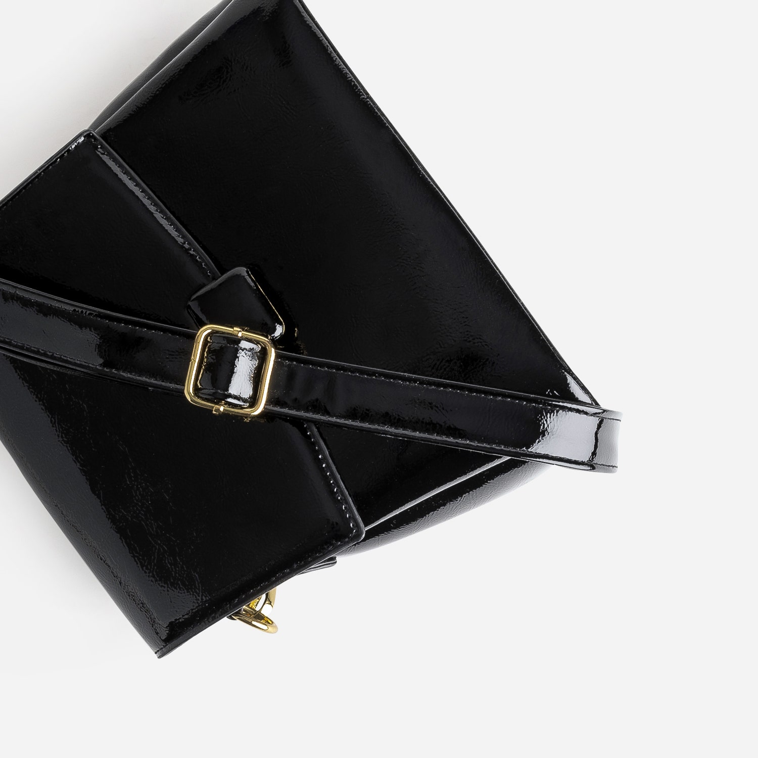 Sac à main noir verni avec 3 compartiments
