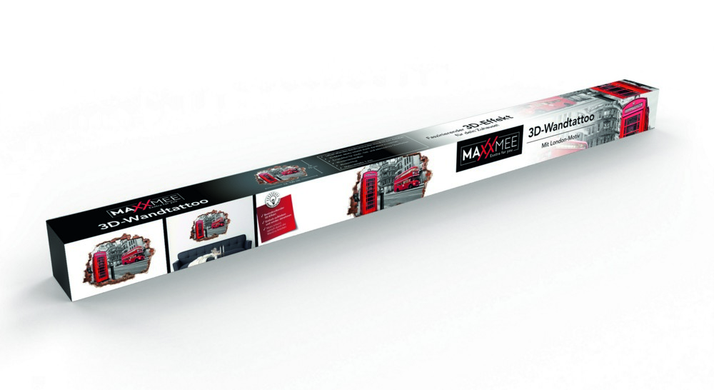 MAXXMEE Wandtattoo 3D London 70x100cm mehrfarbig