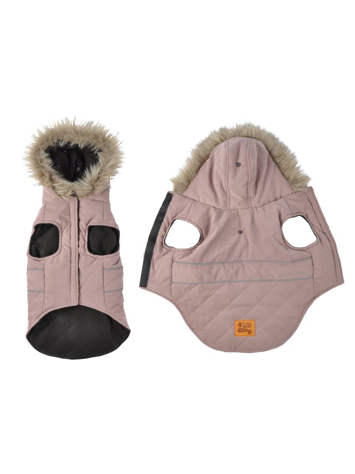 dynamic24 Hunde Winterjacke Hundemantel Kapuze  in Rosa günstig kaufen