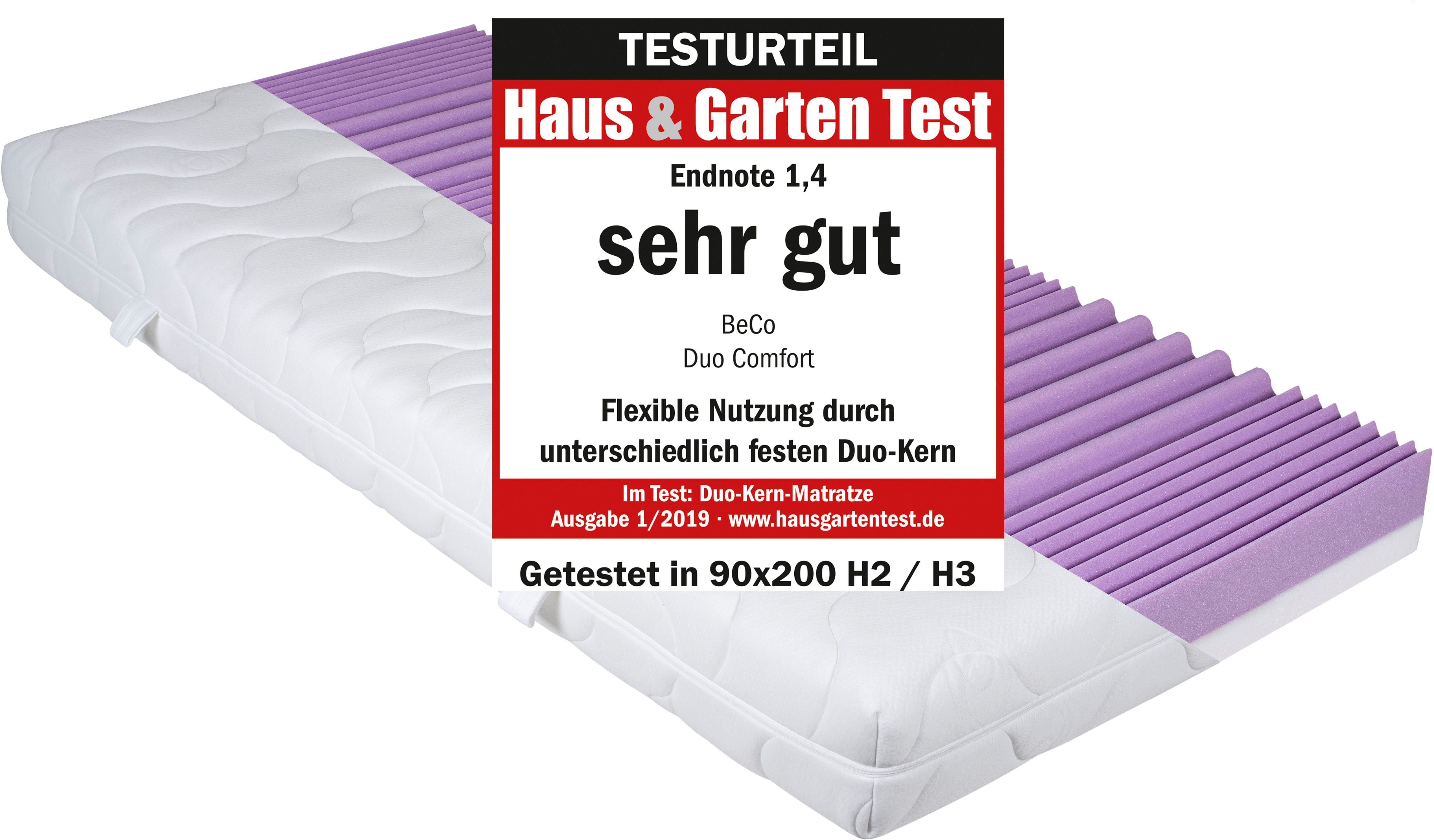 Komfortschaummatratze Duo Comfort 20, Beco, 20 cm hoch, komfortable Matratze in 90x200, 140x200 cm und weiteren Größen