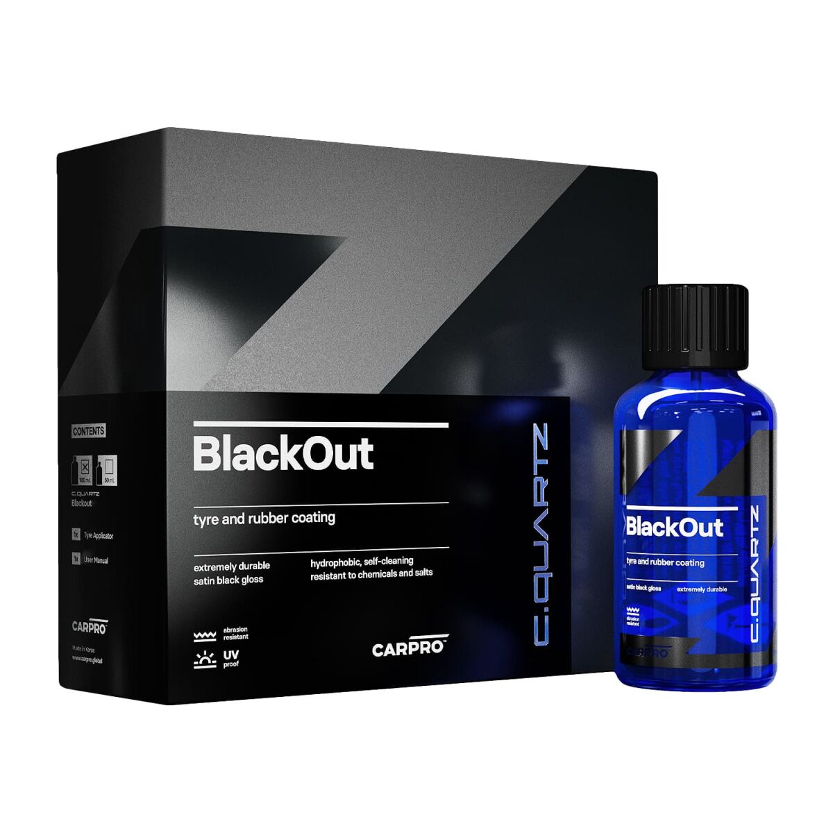CarPro CQUARTZ BlackOut Kunststoff- & Gummiversiegelung Kit 100ml