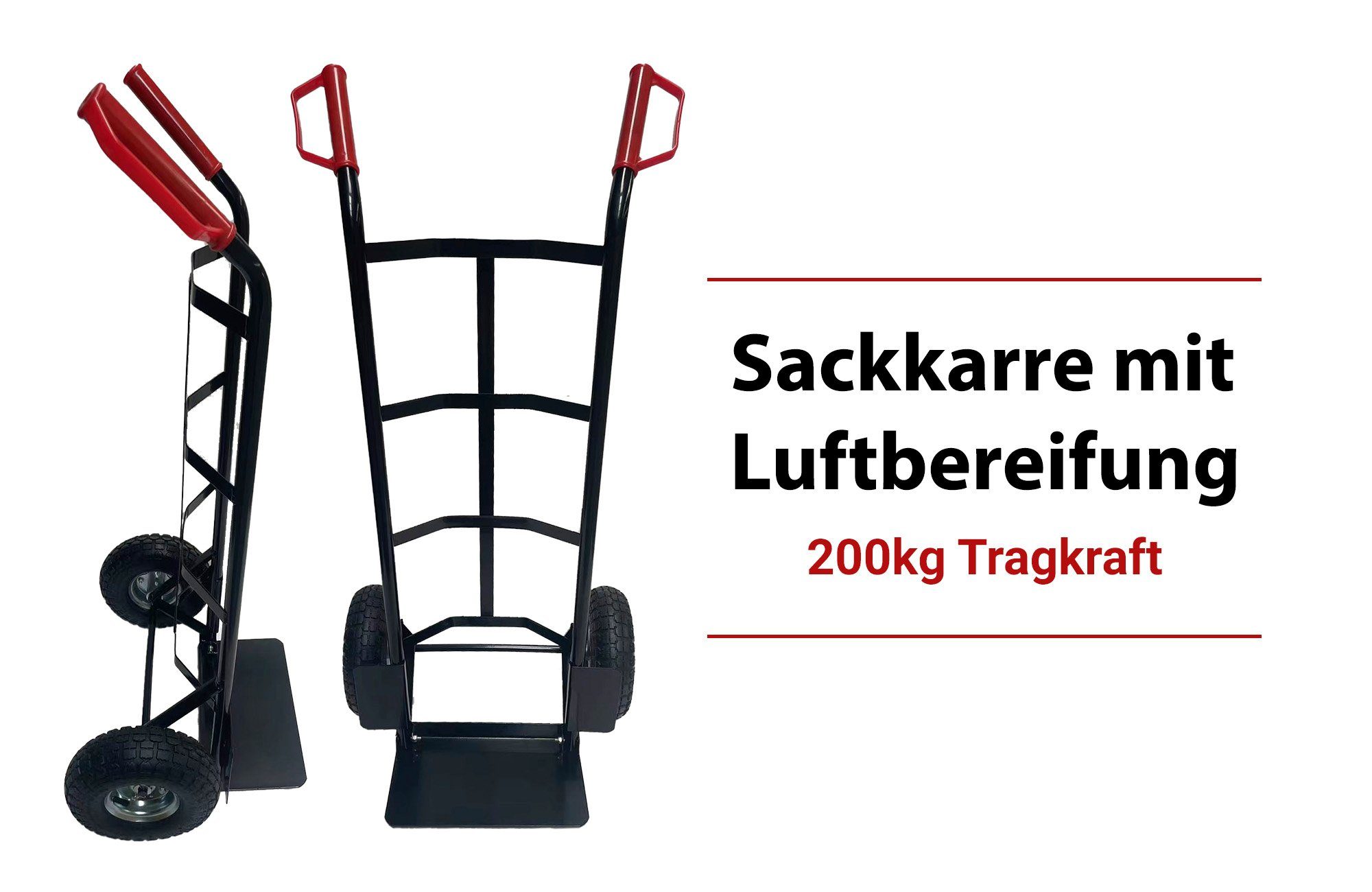 TRISENS Treppensackkarre, Aufklappbare Transportkarre mit Sicherheitsgriffen und Luftbereifung