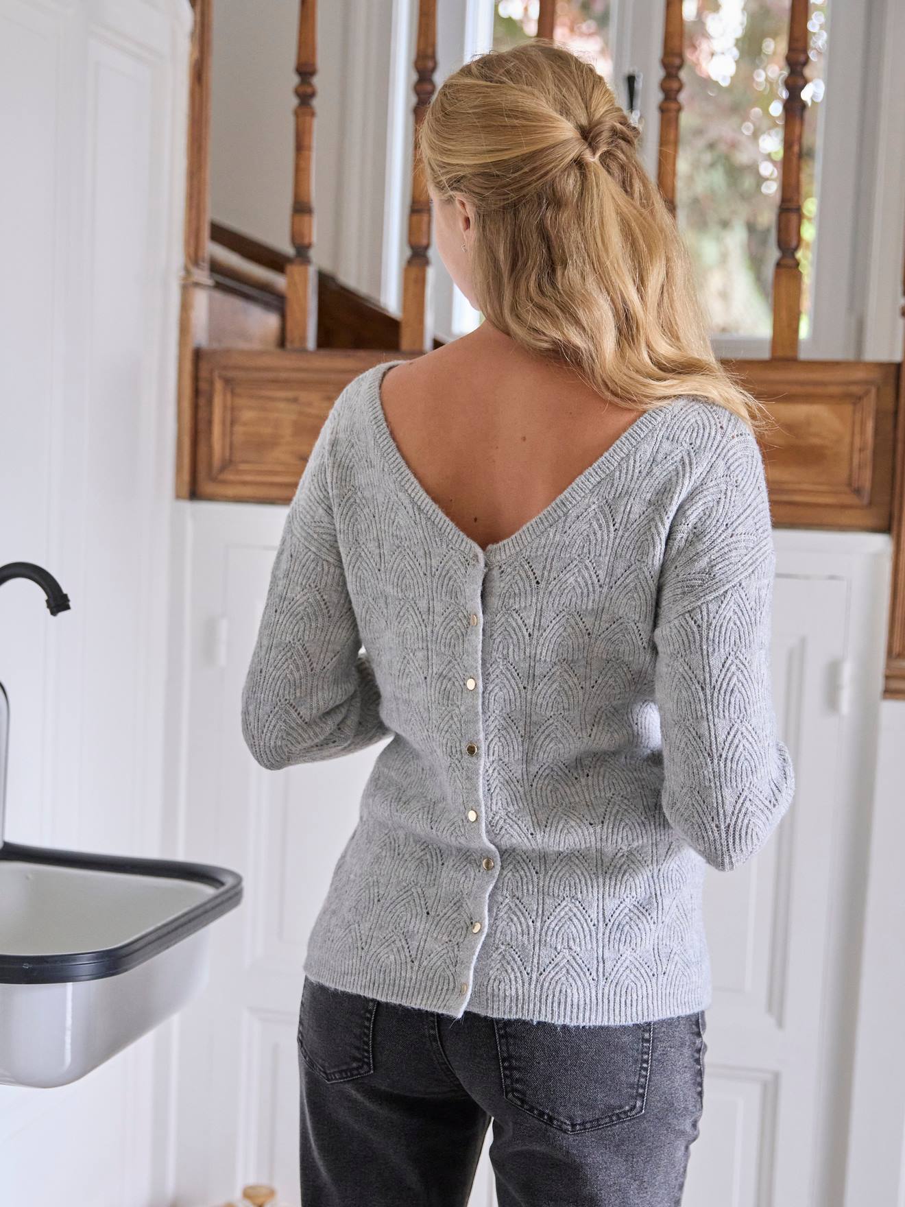 Vertbaudet Wende-Pullover, Schwangerschaft & Stillzeit - blau