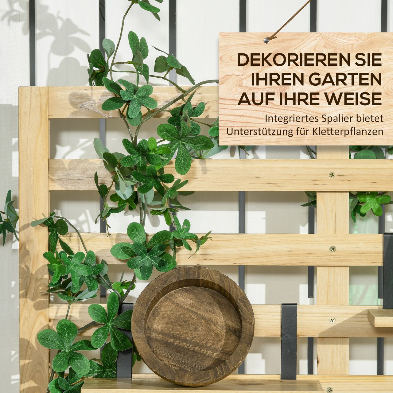 Outsunny Aufbewahrungsbox, Gartentruhe mit Rankhilfe