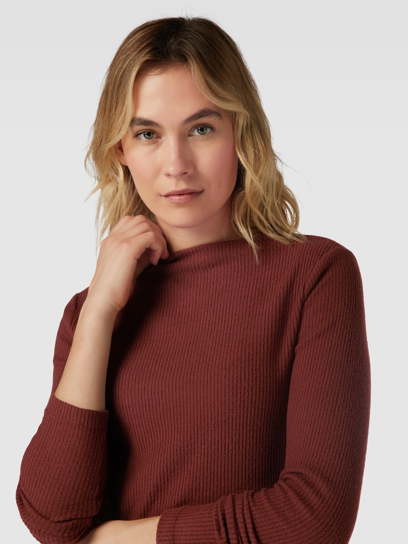 Longsleeve in Ripp-Optik in mittelbraun