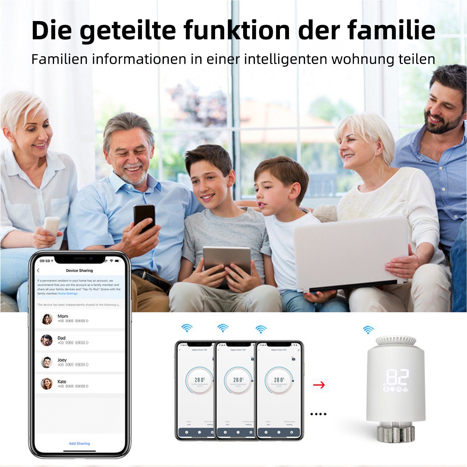 TWSOUL Heizkörperthermostat Mobile APP steuert intelligenten Thermostat, (1 St) Hochpräzise Einstellung, Mehrere Moduseinstellungen zum Energiesparen