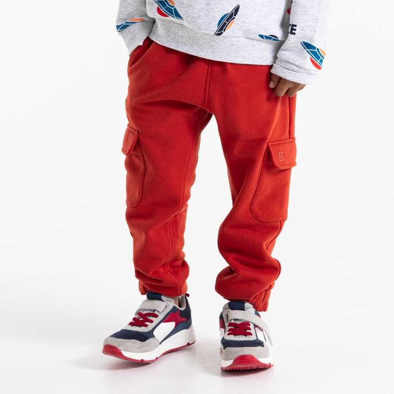 Jogging uni à poches cargo orange garçon