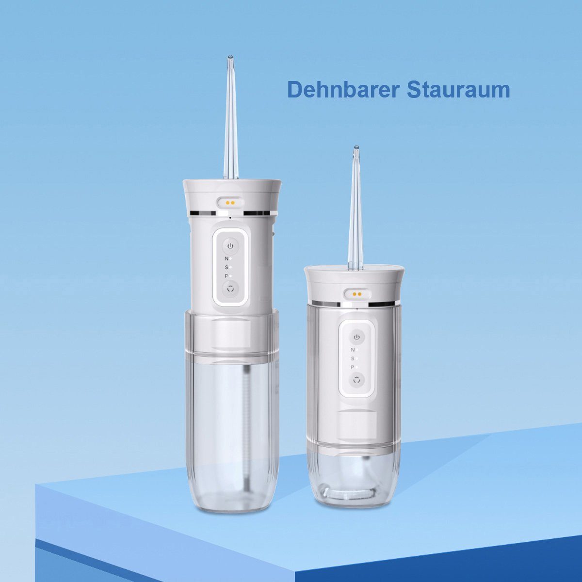 Yoyaxi Zahnpflege-Set Akku-Wasserflosser, Mundwasser-Flosser mit 3 Modi und 4 Düsen, Spiegelreflexion für gründlichere Reinigung, 1-tlg., geeignet für Reisen und den Heimgebrauch, 200 ml tragbarer Akku-Scaler mit einziehbarem Wassertank