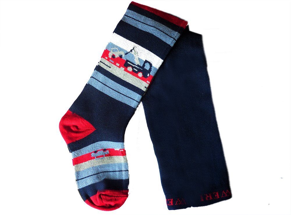 WERI SPEZIALS Strumpfhersteller GmbH Strickstrumpfhose Kinderstrumpfhosen für Jungs >>Abschleppwagen<< aus Baumwolle