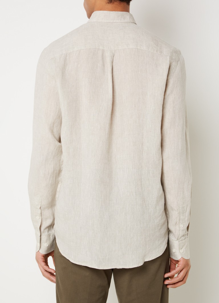 Camisa de linho Oscar Jacobson de corte regular com colarinho abotoado