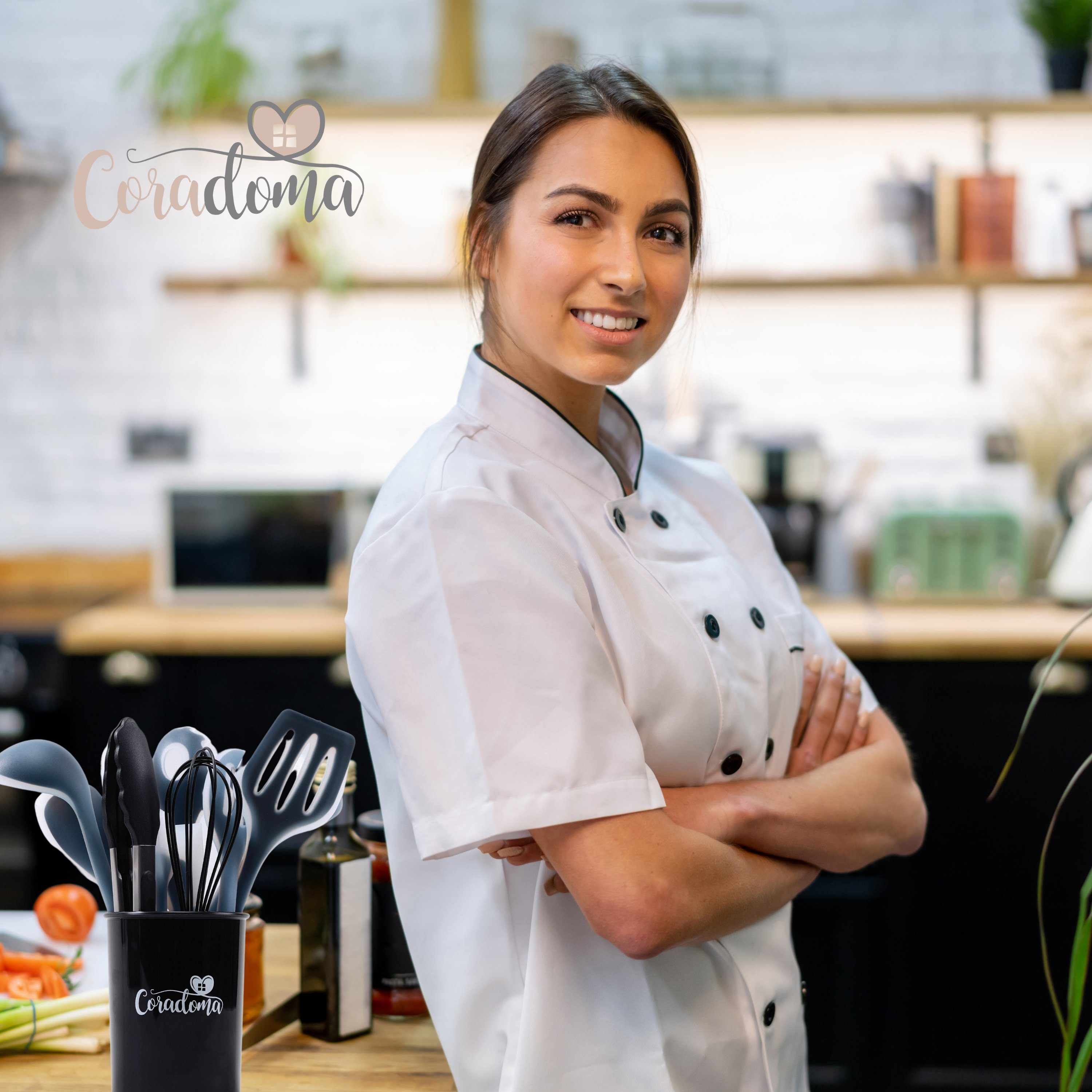 Coradoma Kochbesteck-Set Küchenutensilien 12er Set aus Silikon Geschirrset Küchenhelfer (12-tlg)
