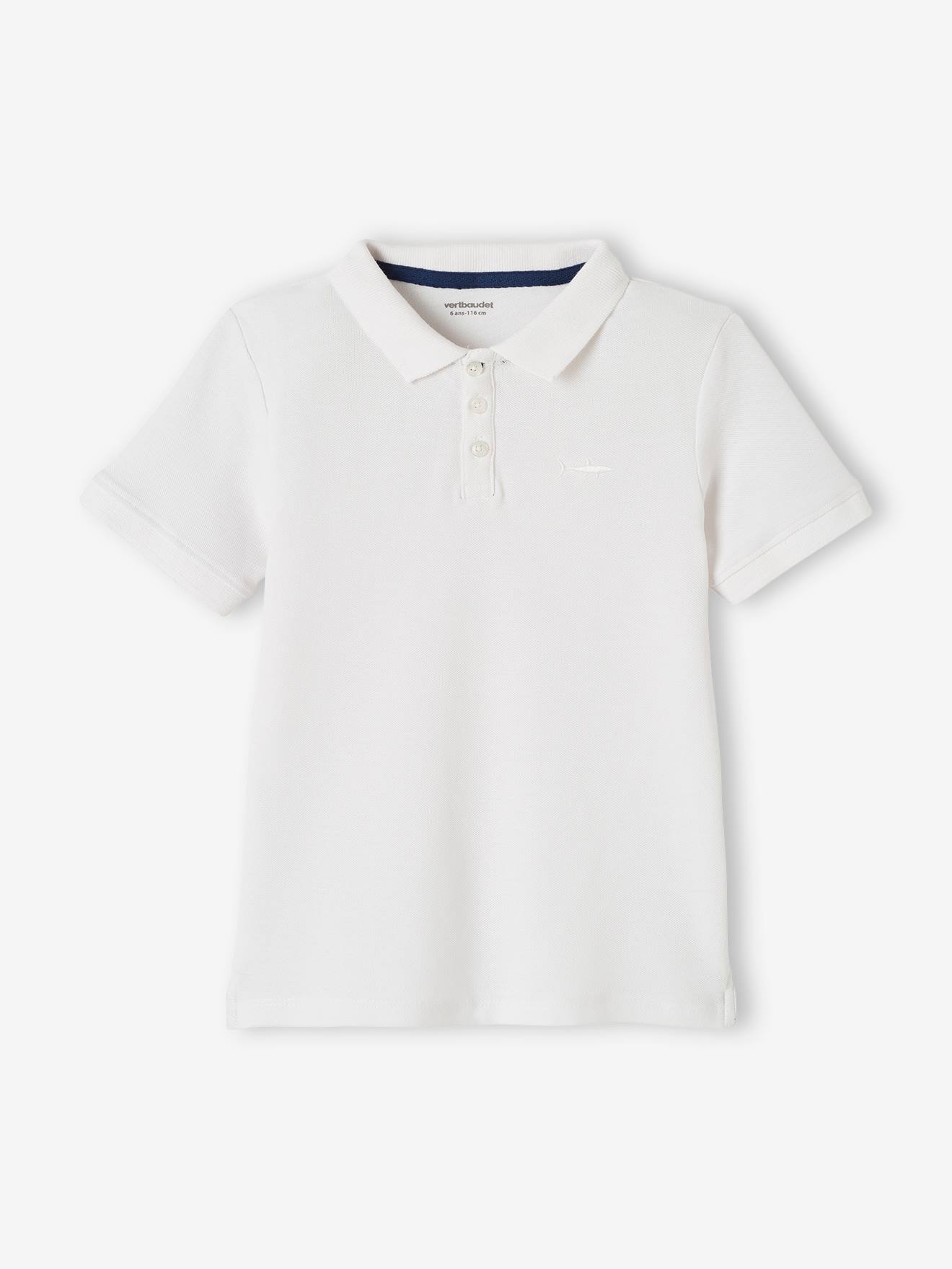 Polo manches courtes broderie poitrine garçon gris chiné