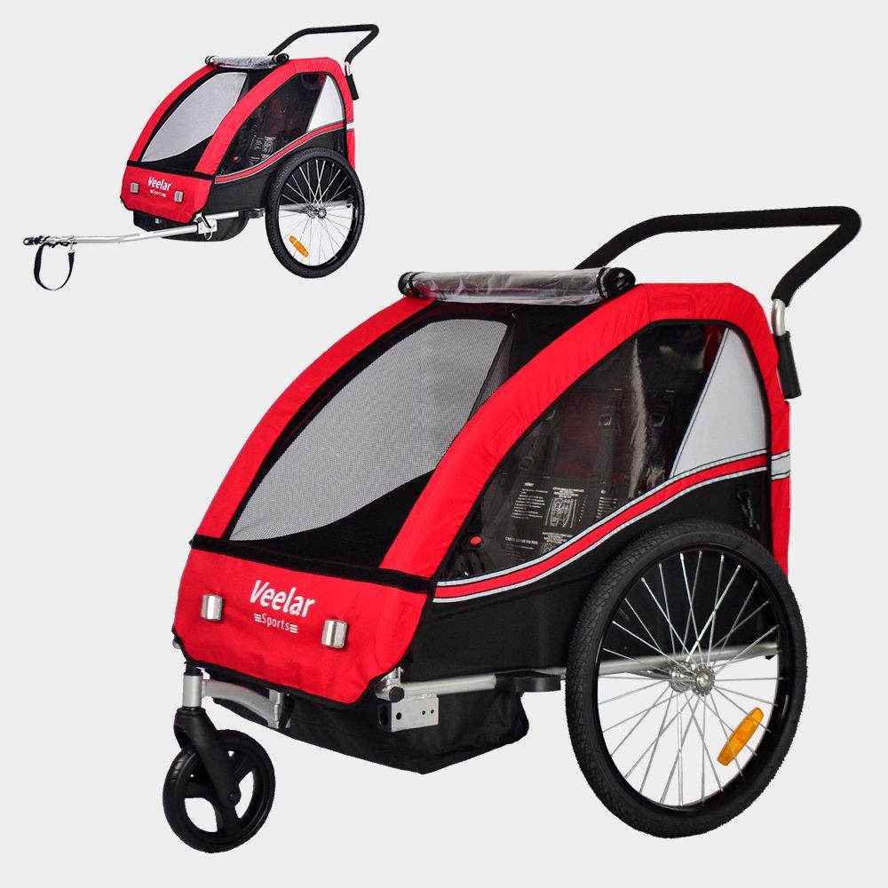 TIGGO Fahrradkinderanhänger TIGGO VS Kinderfahrradanhänger 2 in 1 Kinderanhänger Fahrradanhänger Anhänger mit Jogger Set, für 1-2 Kinder geeignet