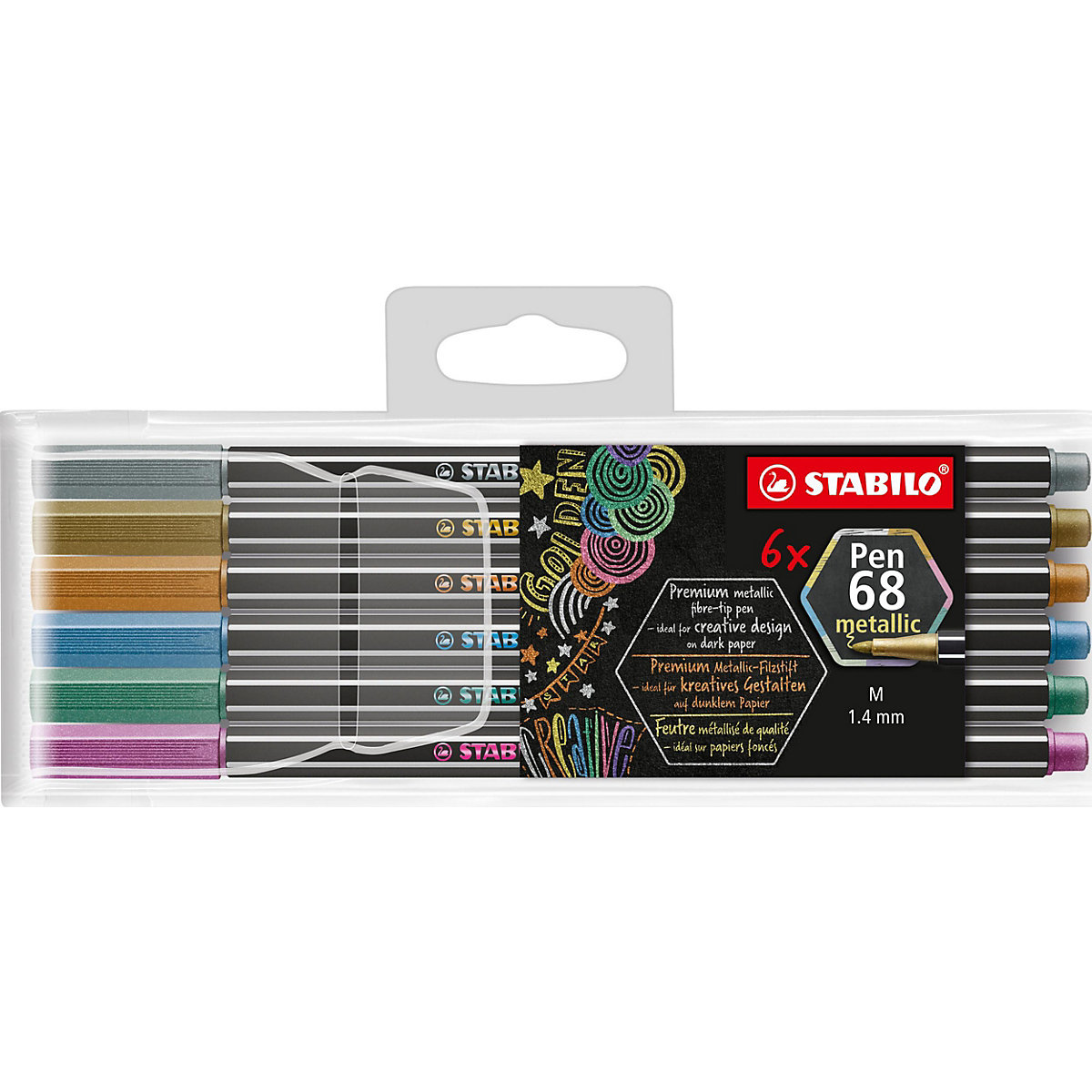 Premium Metallic-Filzstift Pen 68 metallic, 6 Farben