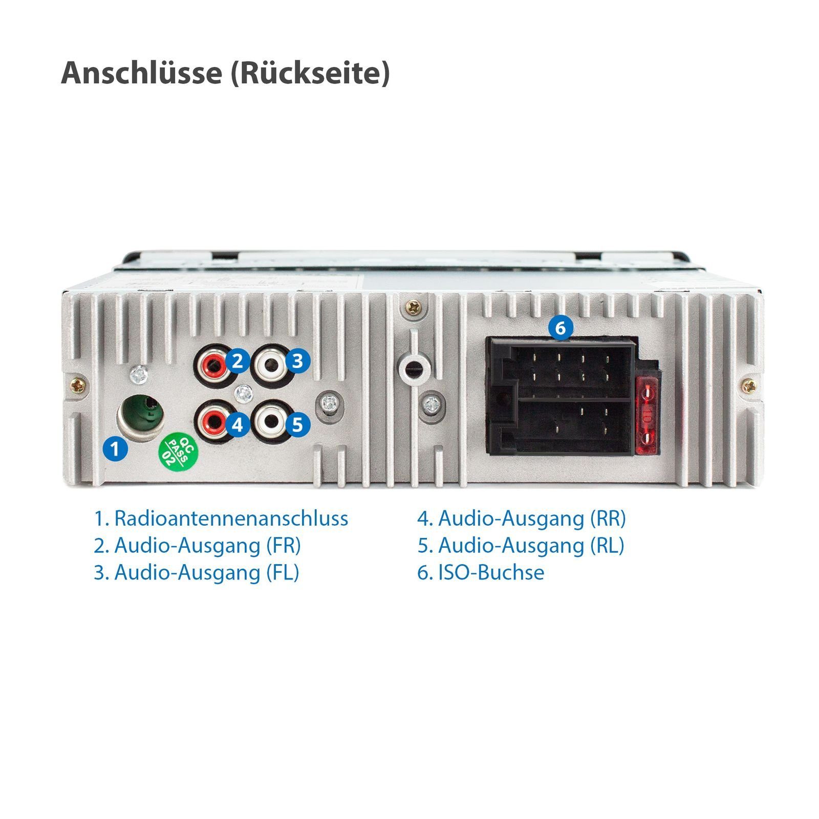 XOMAX XM-R282 Autoradio mit Bluetooth, 2x USB, SD, AUX IN, 1 DIN Autoradio