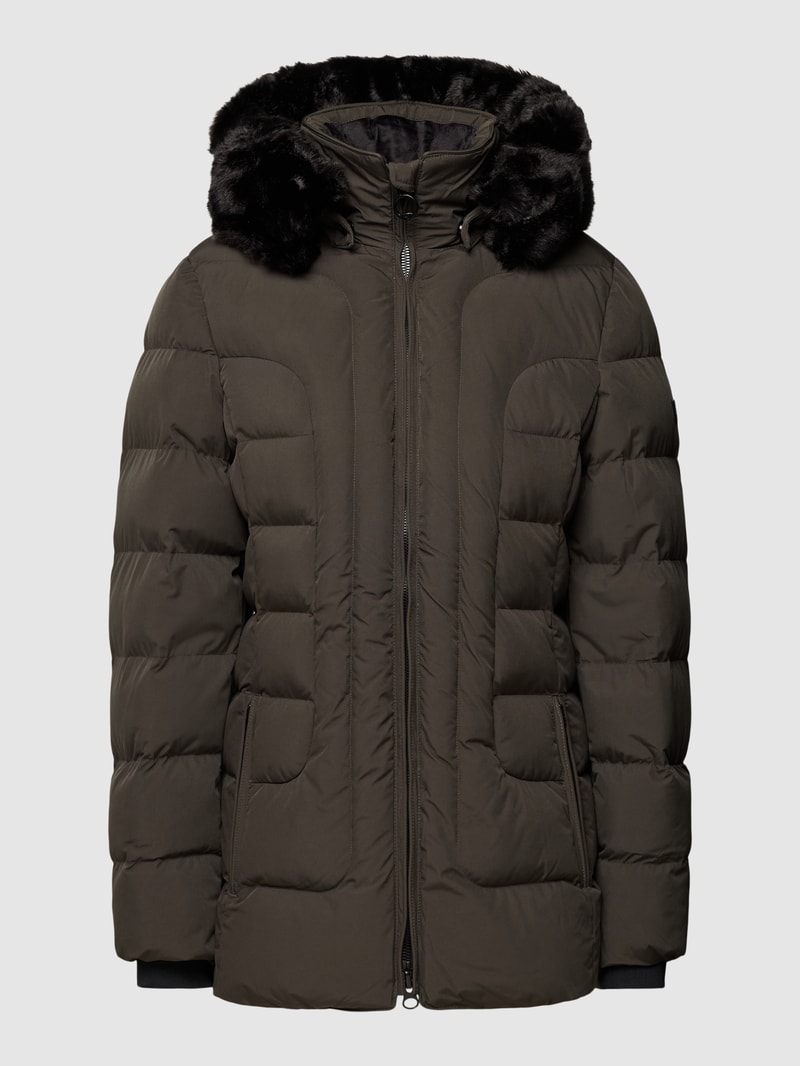 Funktionsjacke mit Kunstfellbesatz Modell 'Belvitesse' in olivgrün