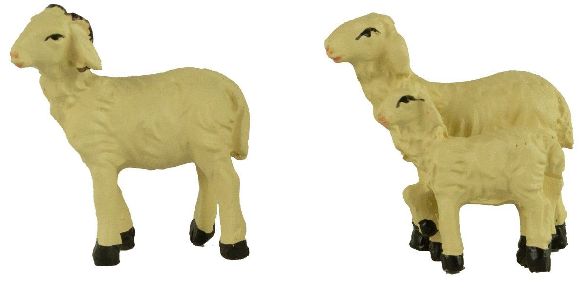 Krippenursel Krippen-Zubehör Handbemalte Krippenfiguren Schafe 7-tlg., (Spar Set, 7 teilig)