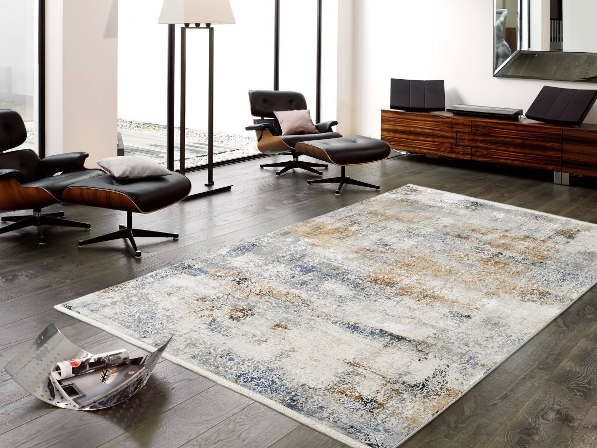 Webteppich Achat Grau-Mehrfarbig 67 x 130 cm