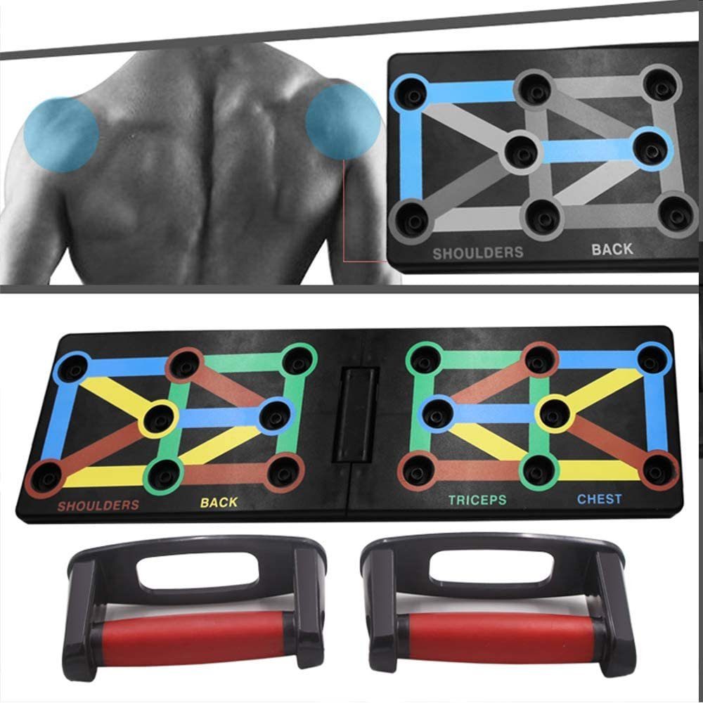 GelldG Multitrainer 12 in 1 Faltbare Push Up Rack Board mit Handgriff