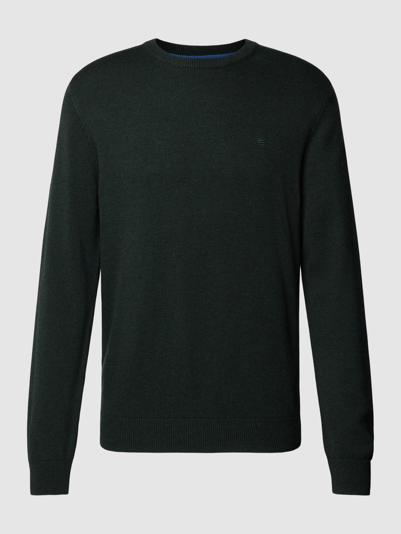 Strickpullover in melierter Optik in dunkelgrün meliert