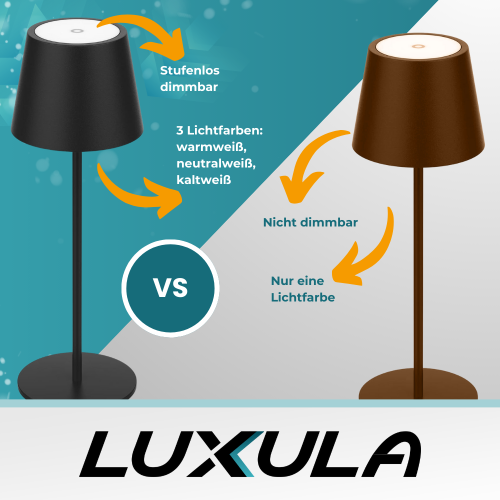 LUXULA LED-Tischleuchte mit Akku, Dimm- & CCT-Funktion, wiederaufladbar