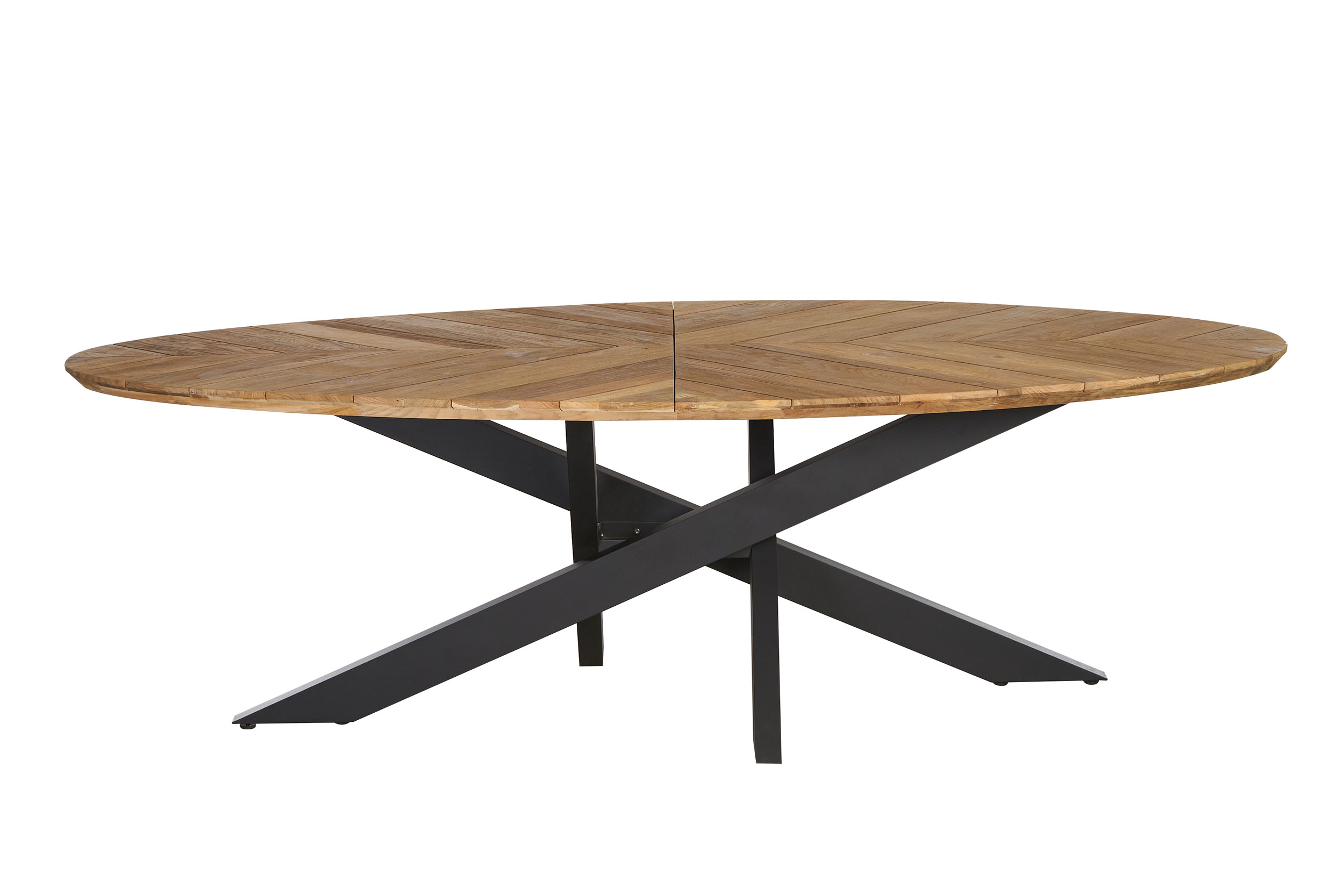 OUTDOORGartentisch Teak Oval X-Fuß