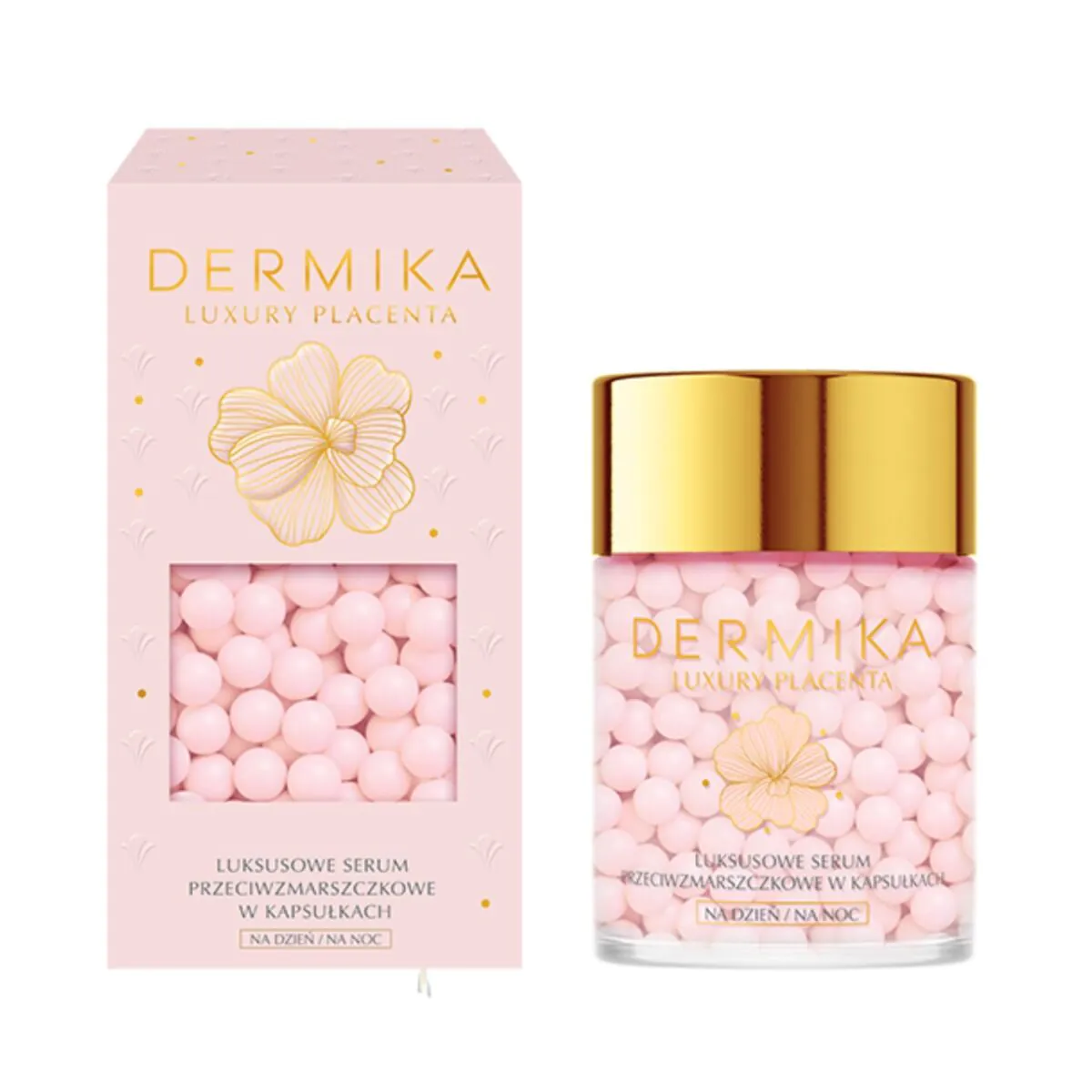 „Dermika Luxury Placenta“ prabangus raukšlių serumas kapsulėse dienai ir nakčiai