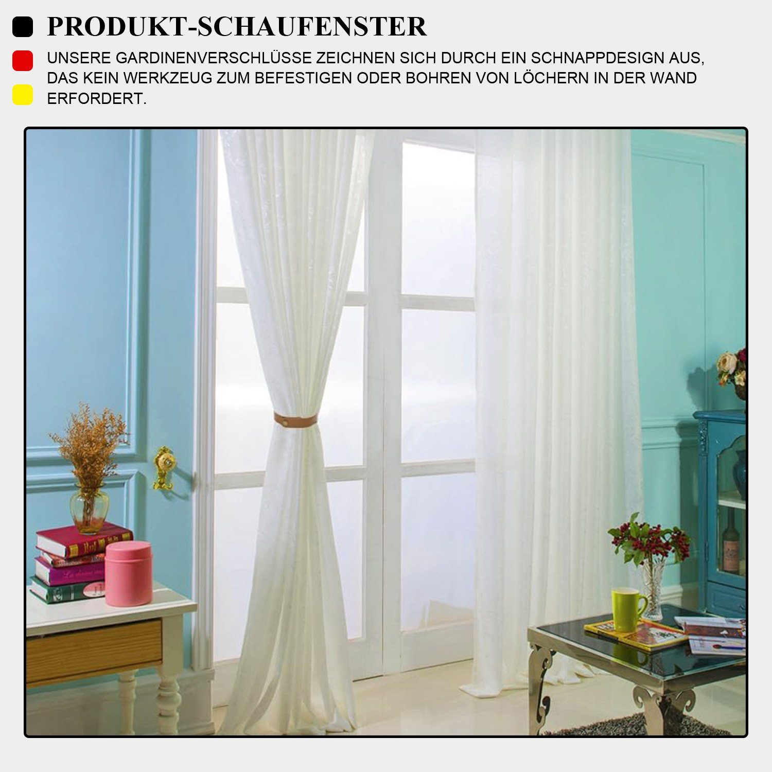 Raffhalter Dekospange PU-Leder Dekoklammer, MAGICSHE, Vorhänge, (4-tlg)