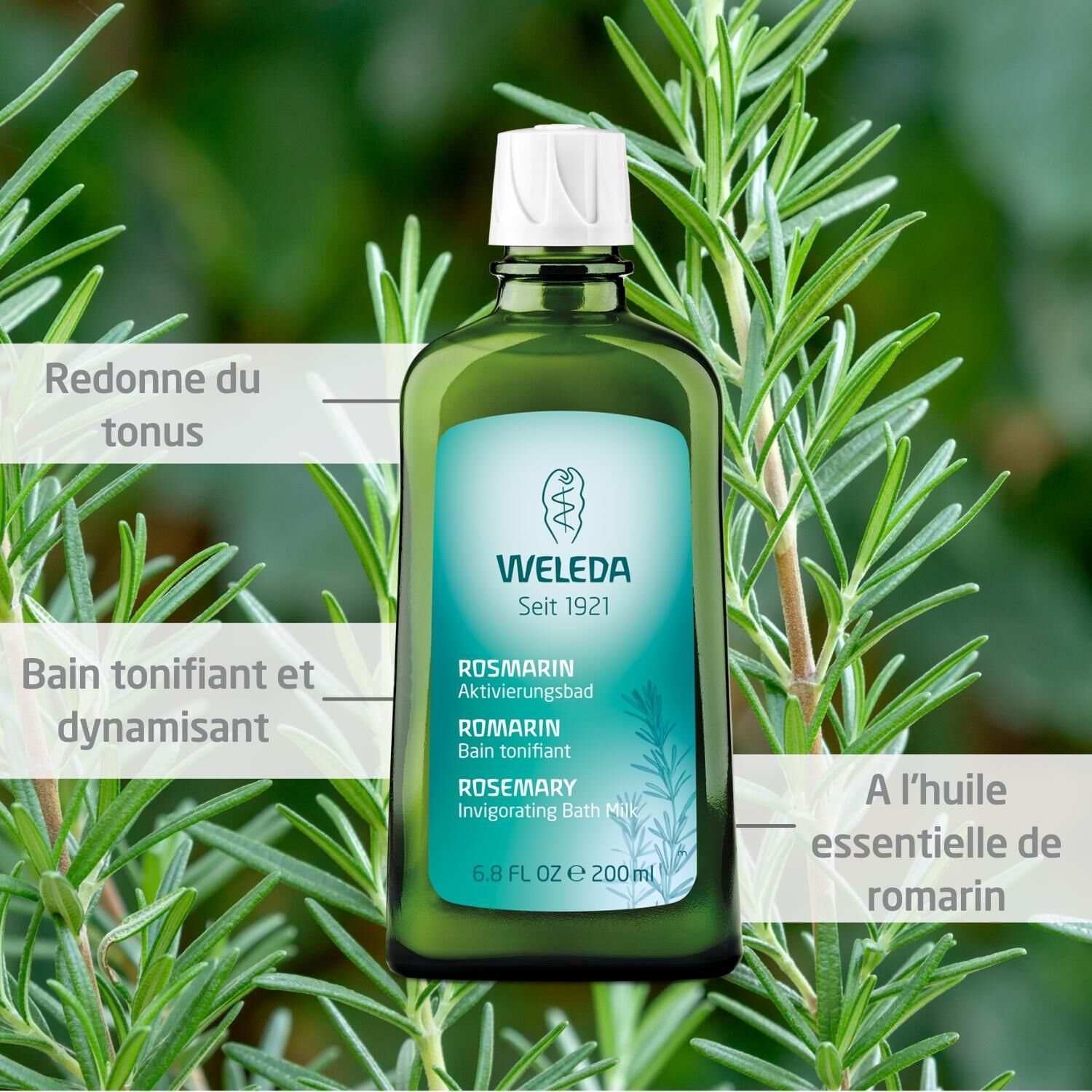 Weleda Romarin Bain Tonifiant - Compatible avec Bains Bouillonnants et Balnéothérapie - 200 ml