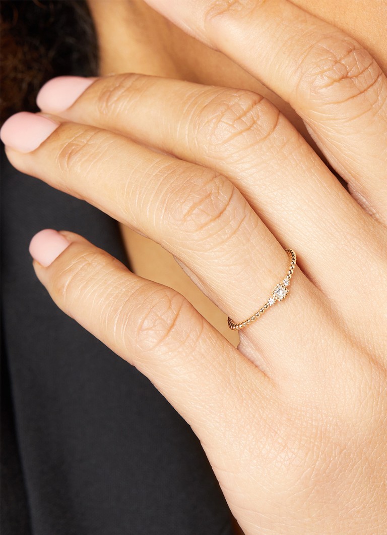 Inel cu vârf de diamant din aur galben și un diamant de 0,05 ct, Joy