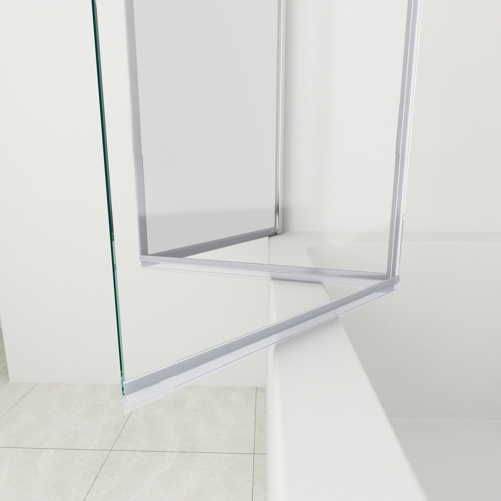 Boromal Badewannenaufsatz Schwarz Chrom 3 teilig faltbar 120x140 130x140 Duschwand für Badewanne, Milchglas, Sicherheitsglas, verstellbar Alu Wandprofil, Beidseitig 180° schwenkbar, komplett faltbar