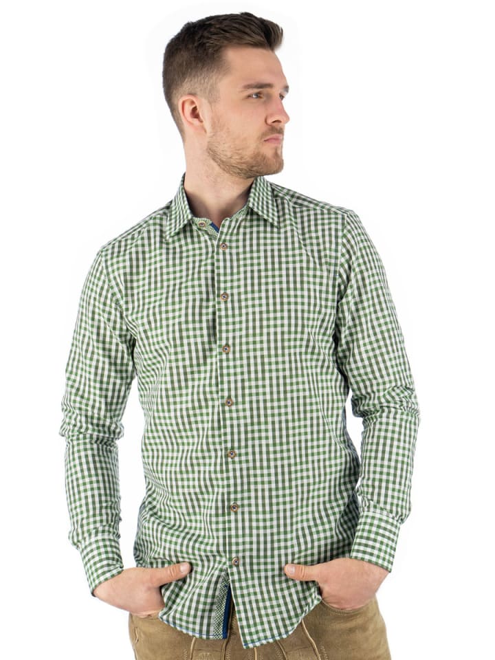 OS-Trachten Trachtenhemd Zufir in khaki/schlamm günstig kaufen