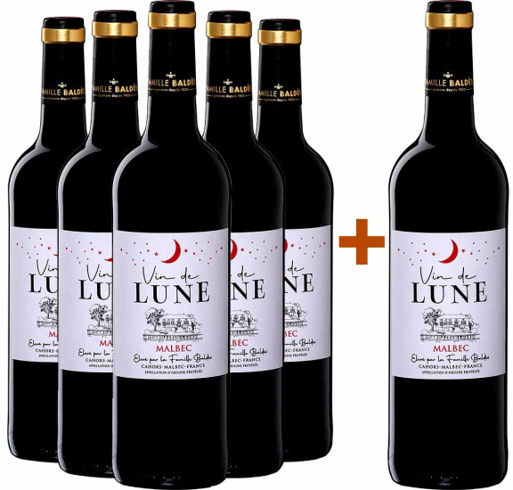 5+1 Paket Vin de Lune Rouge Cahors AOP - Jean-Luc Baldes SARL