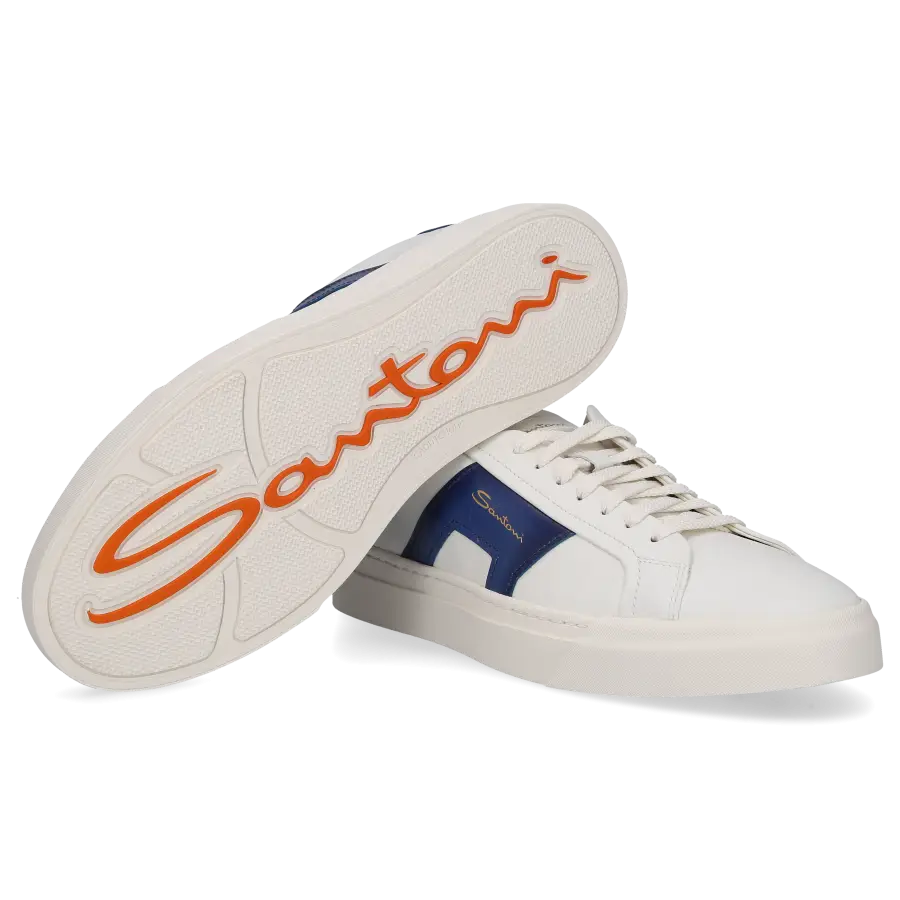 Santoni - Sneaker low DOUBLE BUCKLE Kalbsleder - weiß