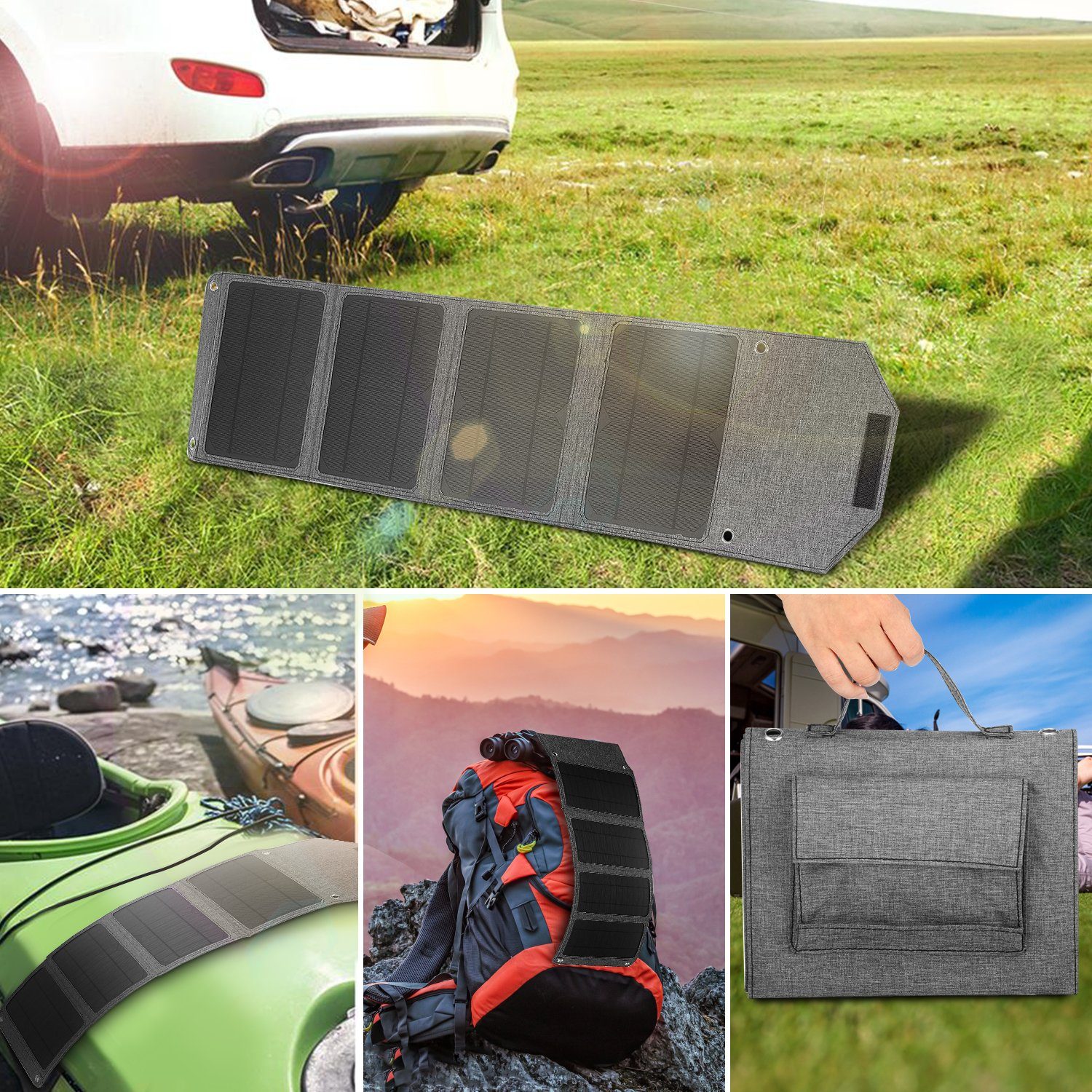 LETGOSPT Solarmodul 50W Portable Solarmodul Ladegerät, Faltbares Panel Wasserdichte IP67, Powerbank Solar Ladegerät für Wandern, Camping, Outdoor