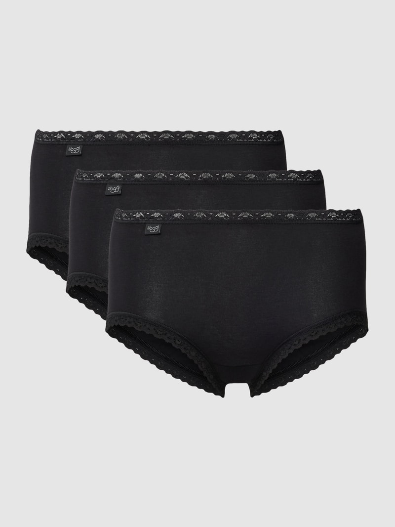 Pants mit Muschelsaum im 3er-Pack in schwarz