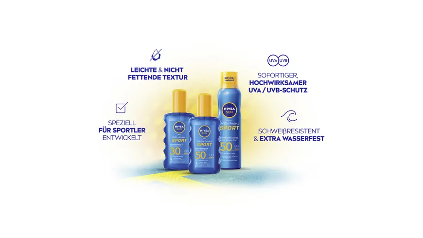 NIVEA Sun UV Dry Protect Sport Transparentes Spray LSF 50 200 ml