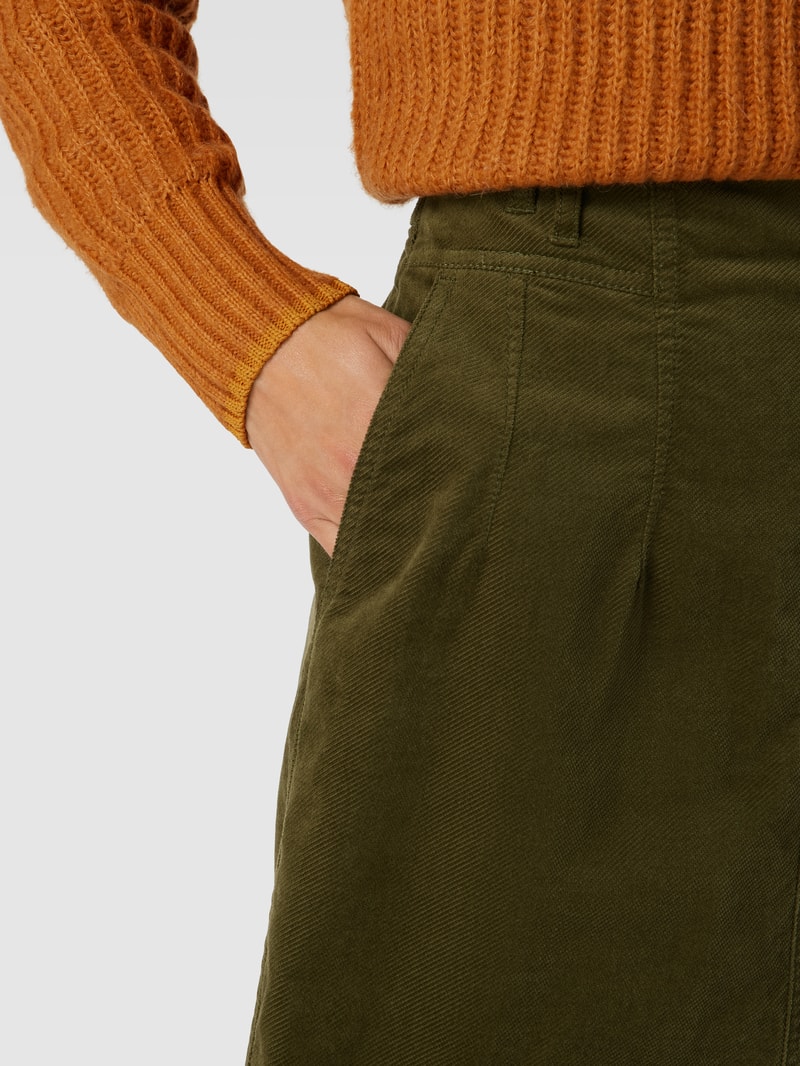 Minirock aus Cord in A-Linie in khaki
