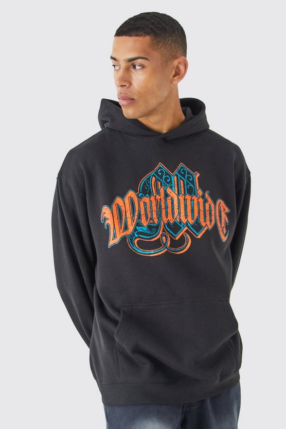 Oversize Hoodie mit Worldwide-Print