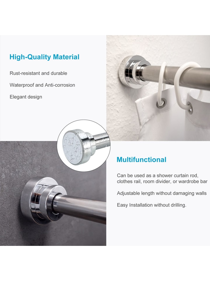Intirilife Teleskopstange Duschstange Gardinenstange 120-220cm in 120 - 227 cm in SILBER günstig kaufen 220 cm