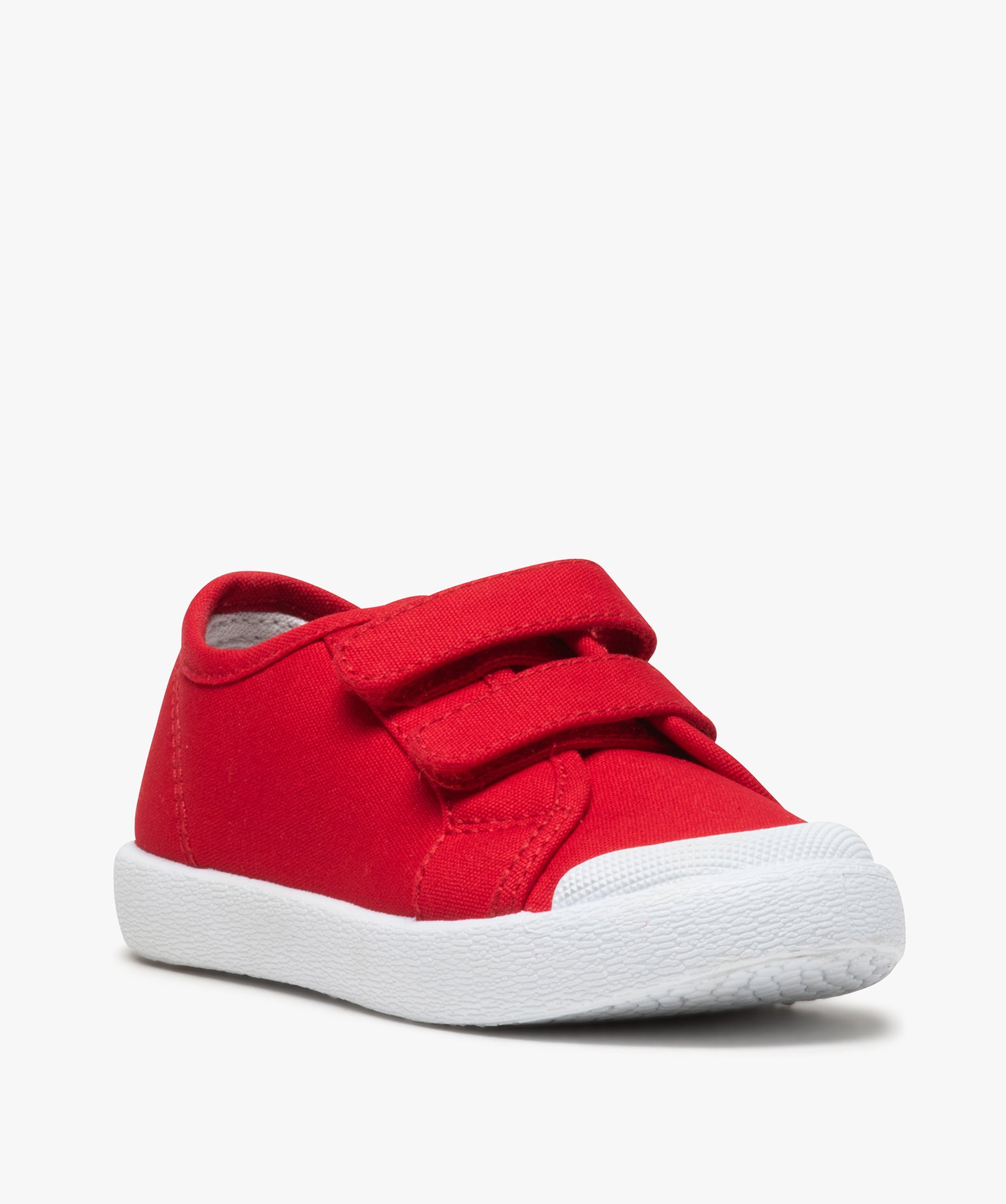 Baskets Garçon en toile fermeture double scratch rouge | GEMO