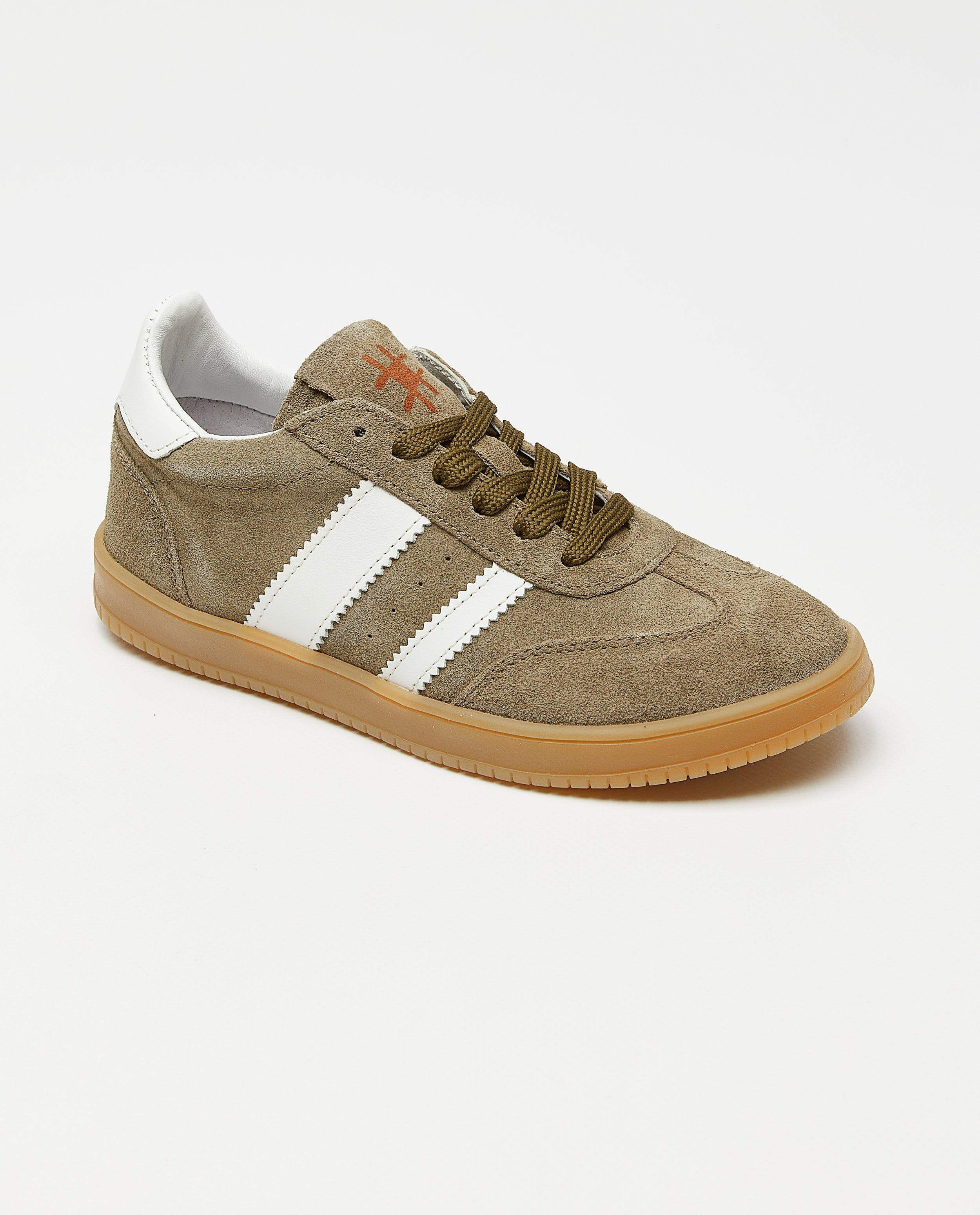 Like Me csíkos sportcipő, khaki 31-39-es méret